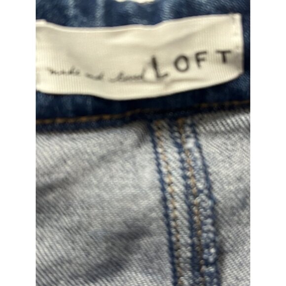 Loft Denim Button Front Mini Skirt Blue XS / 2 Casual Stretch - Picture 13 of 16